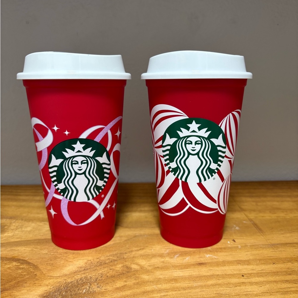 Starbucks Vibrant Red Christmas Holiday Tumbler plastic reusable cups